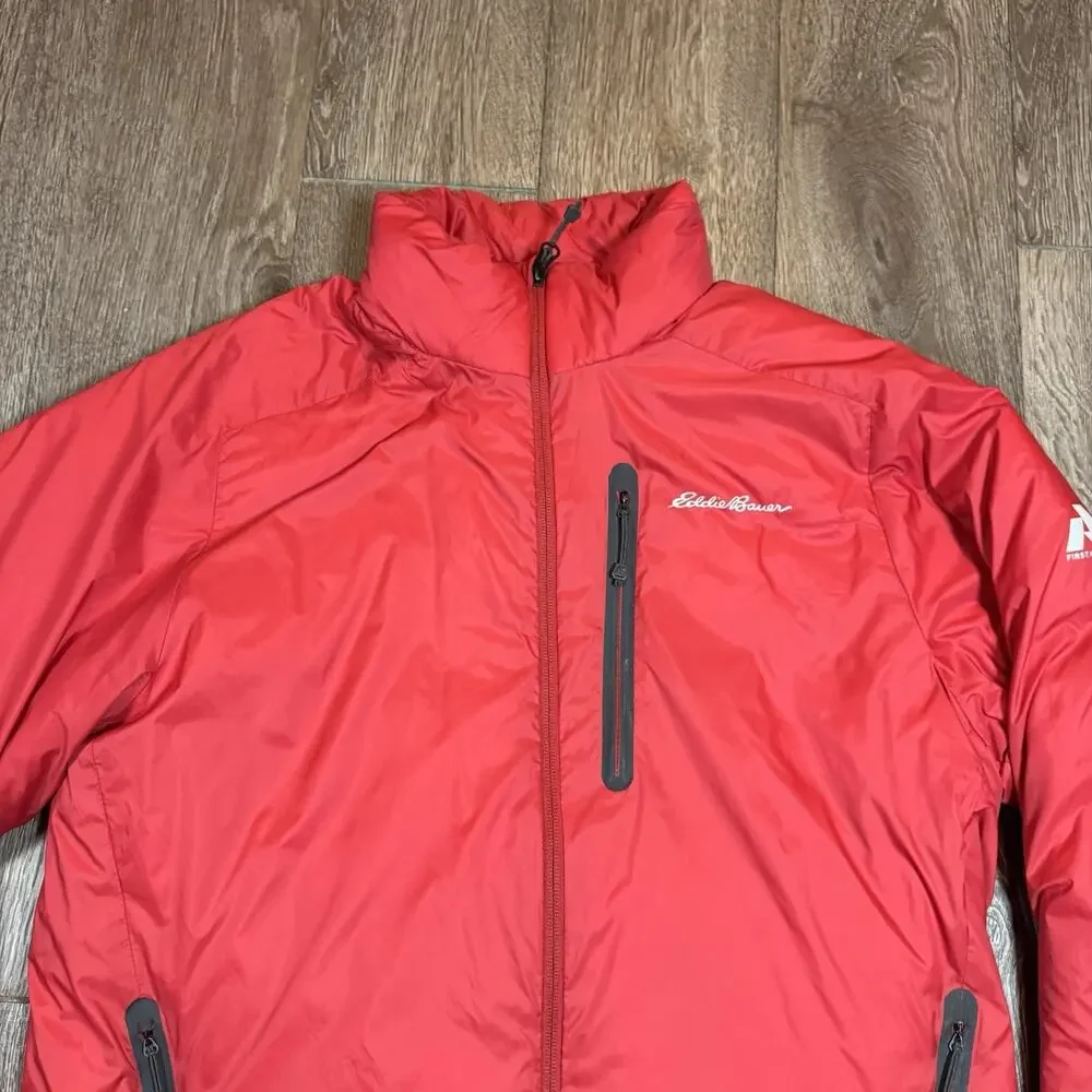Eddie Bauer Goose Down Puffer Jacket Mens Medium Red Evertherm First Ascent - Picture 2 of 12